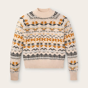 Women's fair isle merino sweater by Filson | Cream / blue jacquar (Beige)