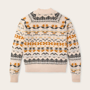 Women's fair isle merino sweater by Filson | Cream / blue jacquar (Beige)