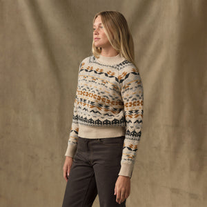 Women's fair isle merino sweater par Filson | Cream / blue jacquard (Beige)