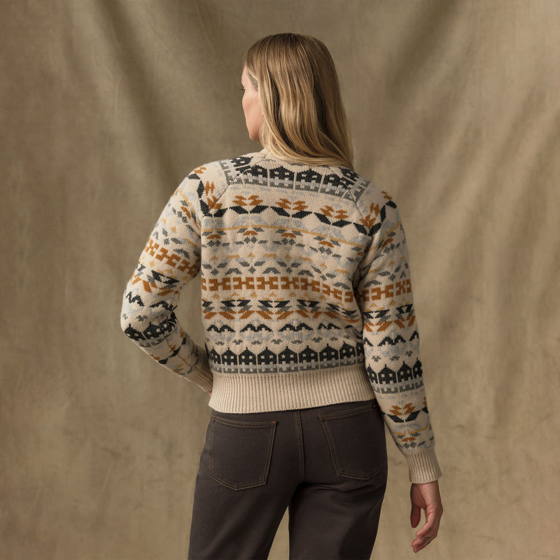 Women's fair isle merino sweater par Filson | Cream / blue jacquard (Beige)