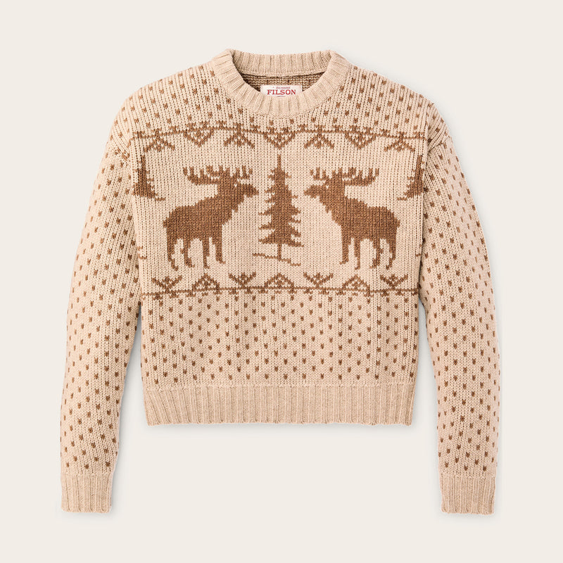 Women's wildlife wool sweater by Filson | Cream / brown (Beige)