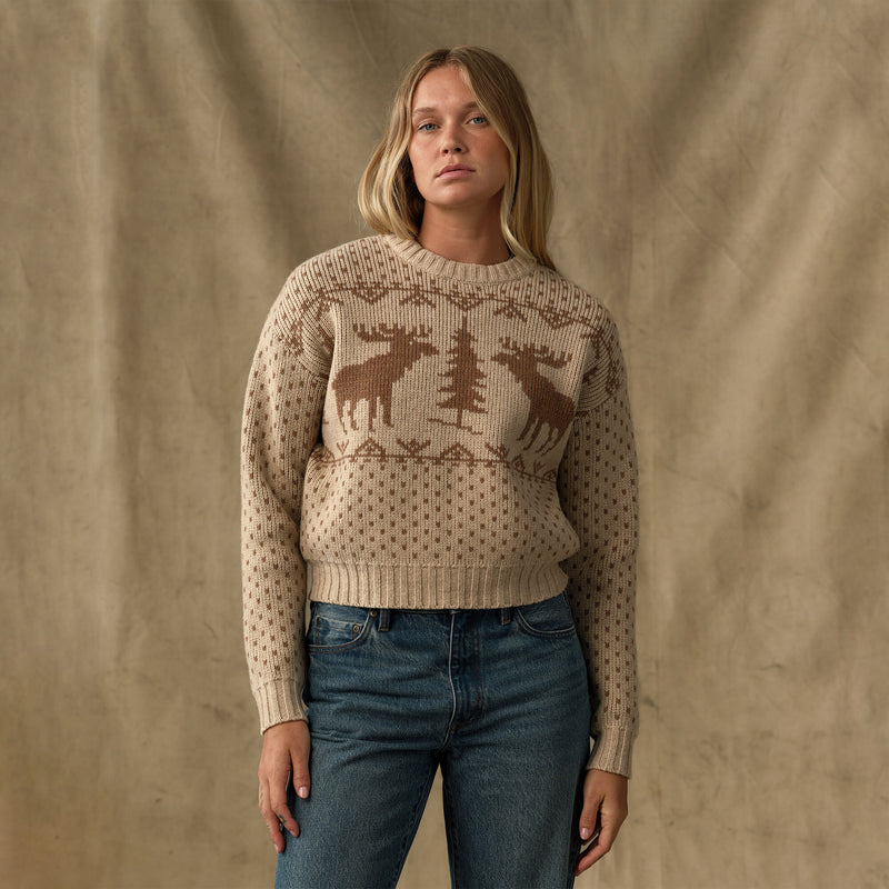 Women's wildlife wool sweater by Filson | Cream / brown (Beige)