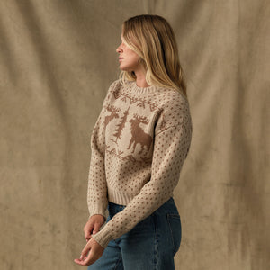 Women's wildlife wool sweater by Filson | Cream / brown (Beige)