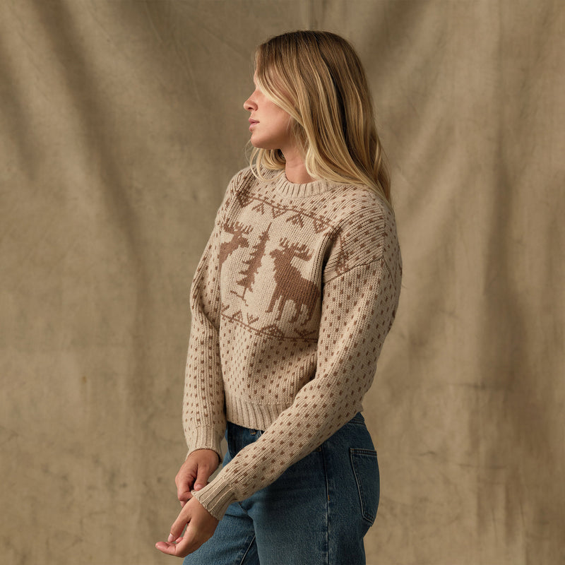 Women's wildlife wool sweater by Filson | Cream / brown (Beige)