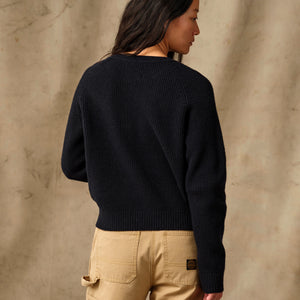 Women's waffle knit merino sweater by Filson | Dark navy (Blue)