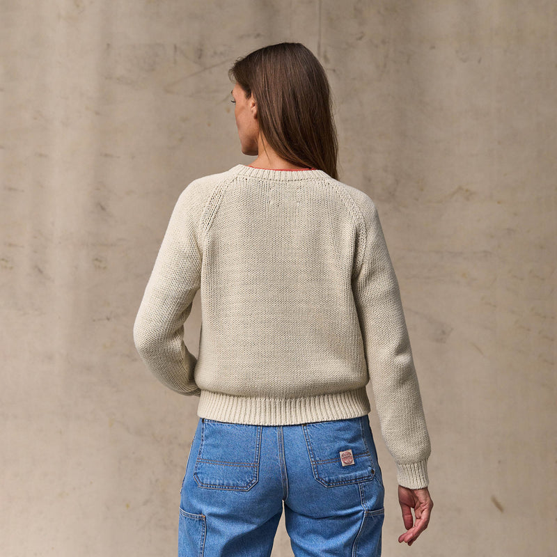 Women's cotton crewneck sweater par Filson | Natural (White)