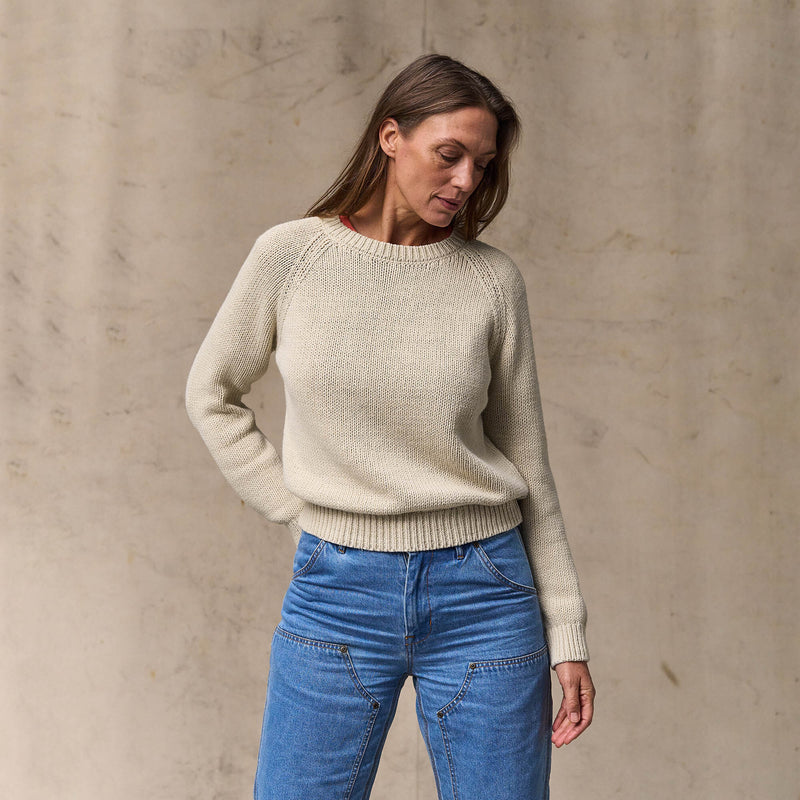 Women's cotton crewneck sweater par Filson | Natural (White)