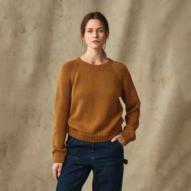 Women's cotton crewneck sweater par Filson | Golden brown (Beige)