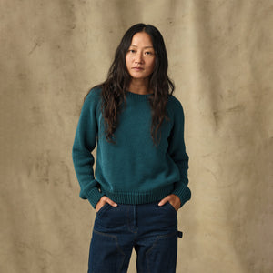 Women's cotton crewneck sweater par Filson | Teal (Blue)