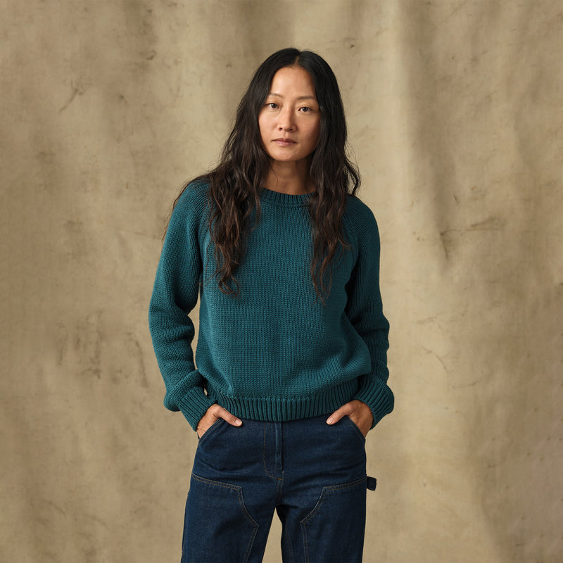 Women's cotton crewneck sweater par Filson | Teal (Blue)