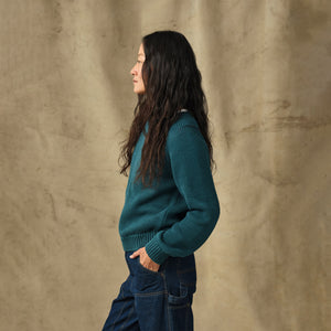 Women's cotton crewneck sweater par Filson | Teal (Blue)