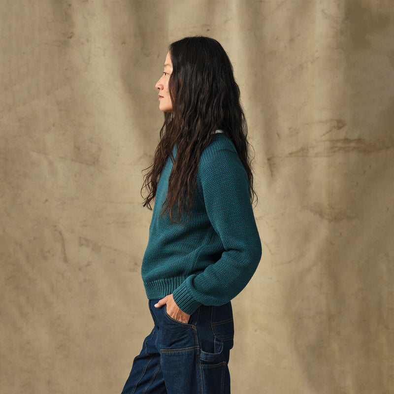 Women's cotton crewneck sweater par Filson | Teal (Blue)