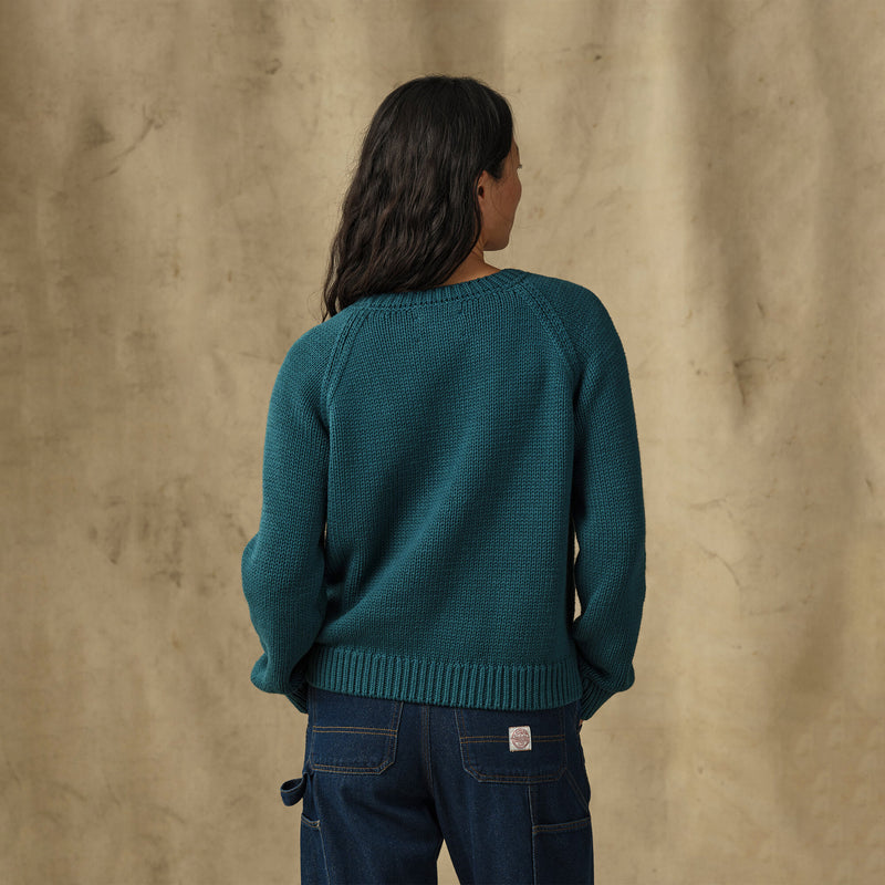 Women's cotton crewneck sweater par Filson | Teal (Blue)