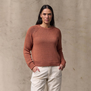 Women's cotton crewneck sweater par Filson | Copper brown (Red)