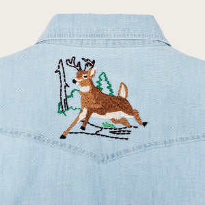 Women's embroidered western shirt von Filson | Light indigo ch (Blue)