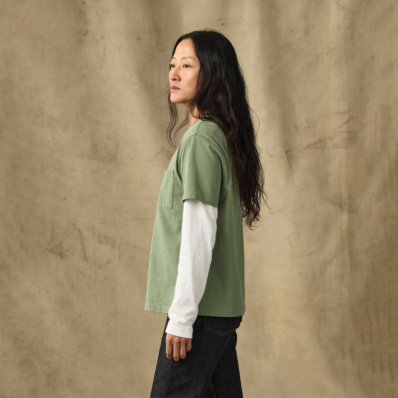 Women's short sleeve pocket tee by Filson | Washed fatigue green (Green)