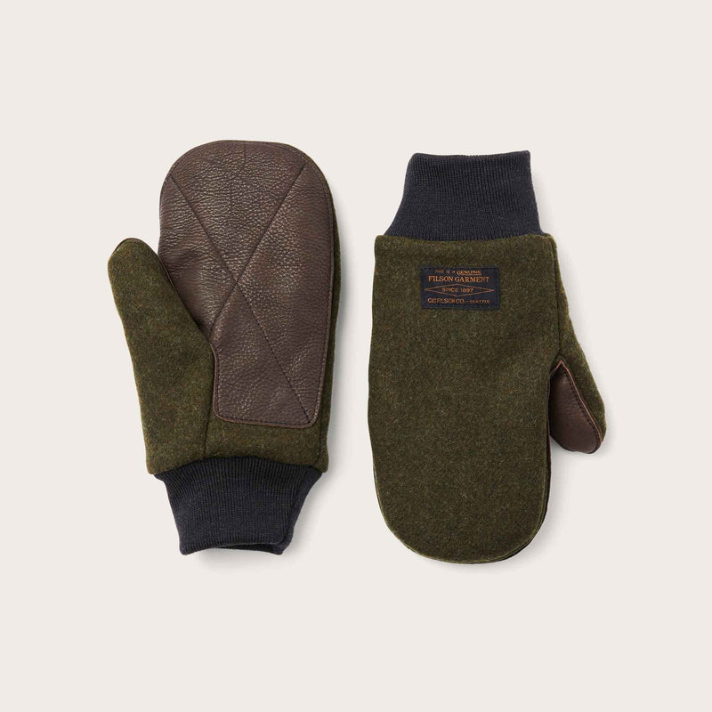 Leather palm mackinaw wool mittens par Filson | Forest green (Green)