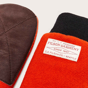 Leather palm mackinaw wool mittens par Filson | Flame (Orange)