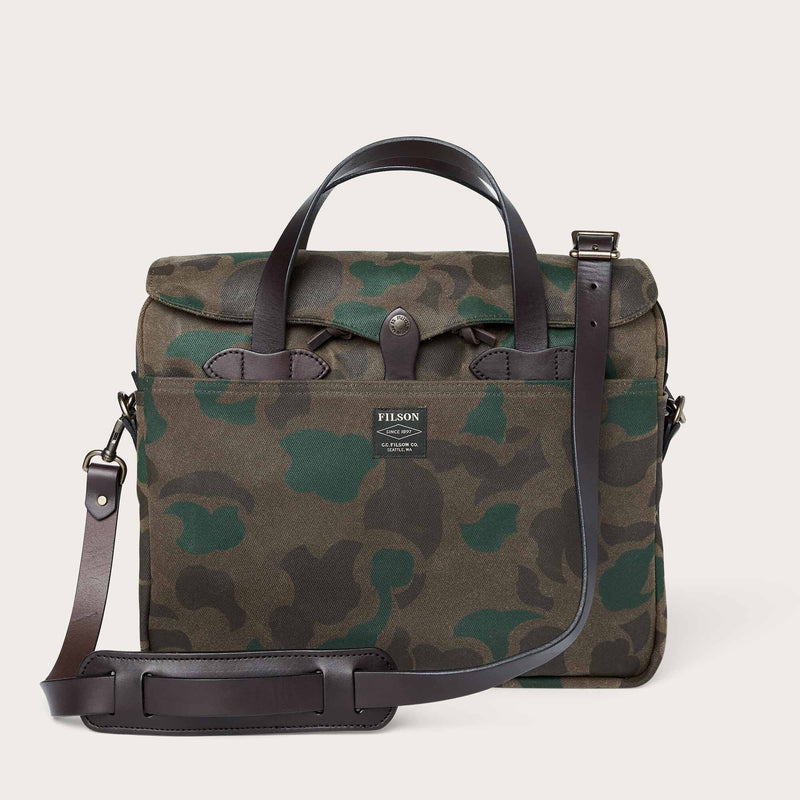 Waxed rugged twill original briefcase di Filson | Dark wax shrub camo (Grey)
