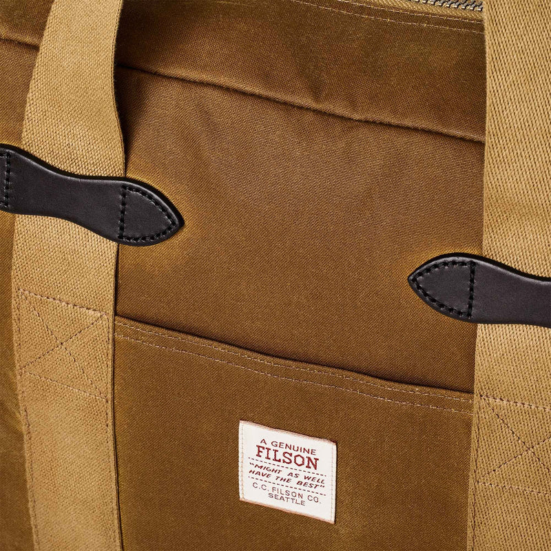 Tin cloth zipper tote bag by Filson | Dark tan (Beige)