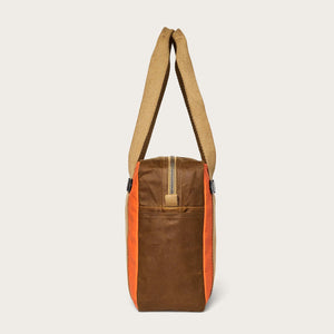 Tin cloth tote bag with zipper by Filson | Dark tan / flame (Orange)