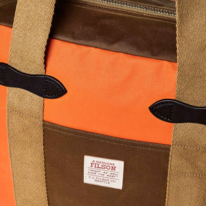 Tin cloth tote bag with zipper by Filson | Dark tan / flame (Orange)