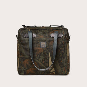 Rugged twill tote bag with zipper by Filson | Maple bark camo (Beige)