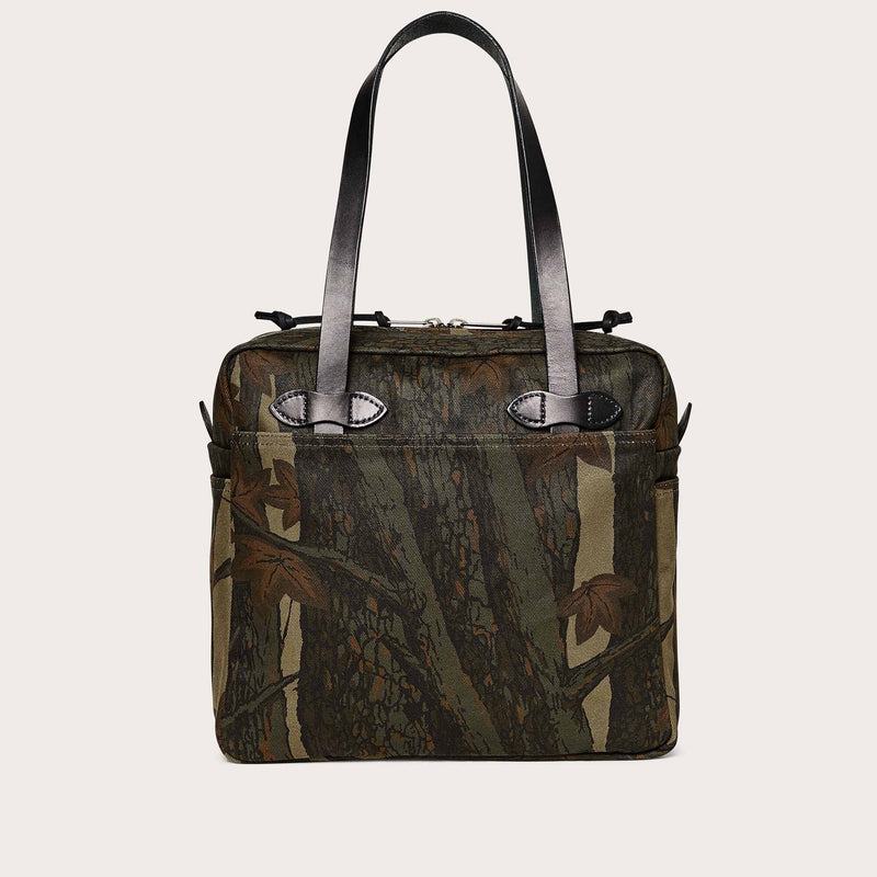 Rugged twill tote bag with zipper by Filson | Maple bark camo (Beige)