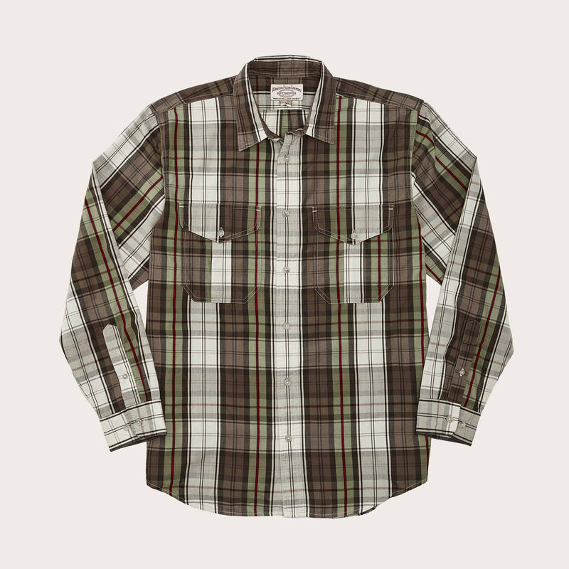 Washed feather cloth shirt di Filson | Sage olive plaid (Green)