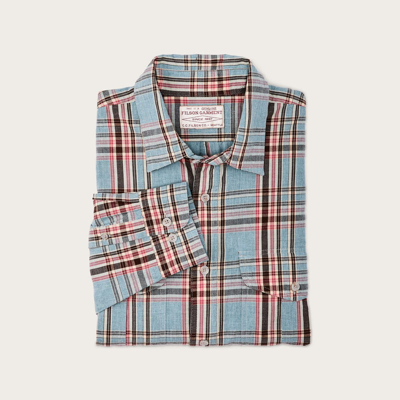 Filson's washed feather cloth shirt by Filson | Light blue / red / n (Blue)