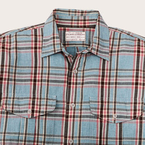 Filson's washed feather cloth shirt by Filson | Light blue / red / n (Blue)