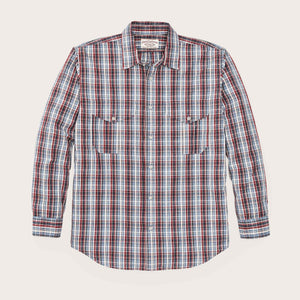 Washed feather cloth shirt by Filson | Navy iron ivory plaid (Multicolor)