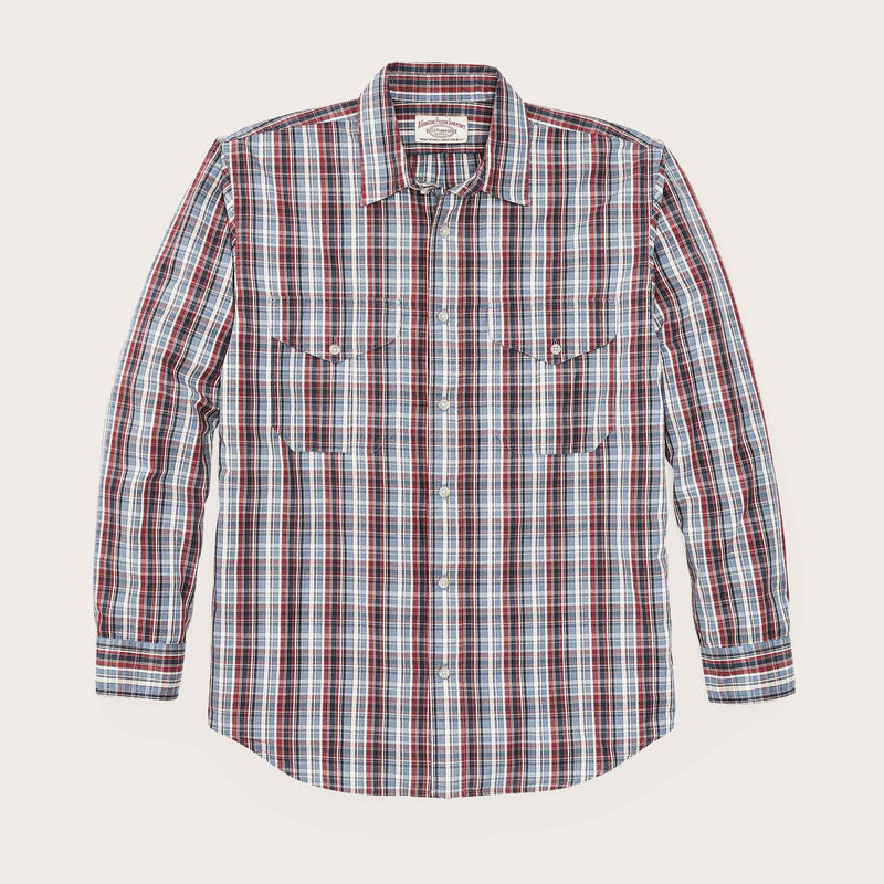 Washed feather cloth shirt by Filson | Navy iron ivory plaid (Multicolor)