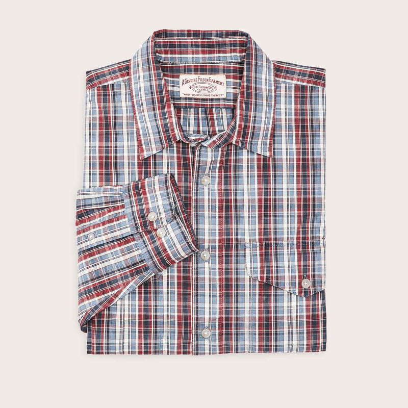 Washed feather cloth shirt by Filson | Navy iron ivory plaid (Multicolor)