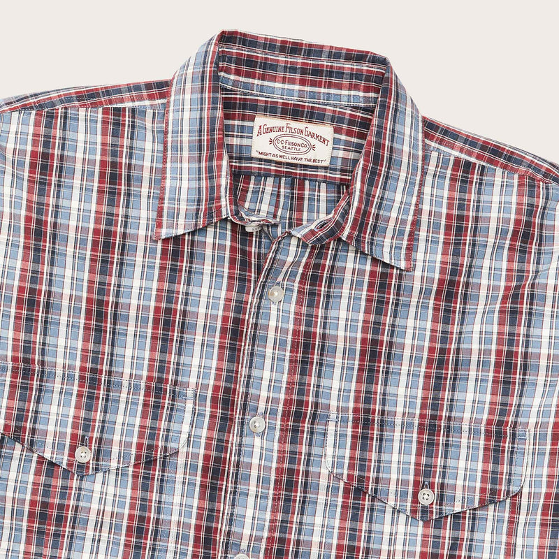 Washed feather cloth shirt by Filson | Navy iron ivory plaid (Multicolor)