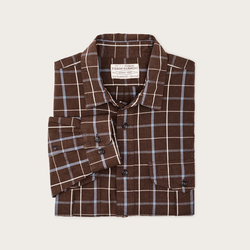 Filson's washed feather cloth shirt by Filson | Brown / blue / white (Brown)