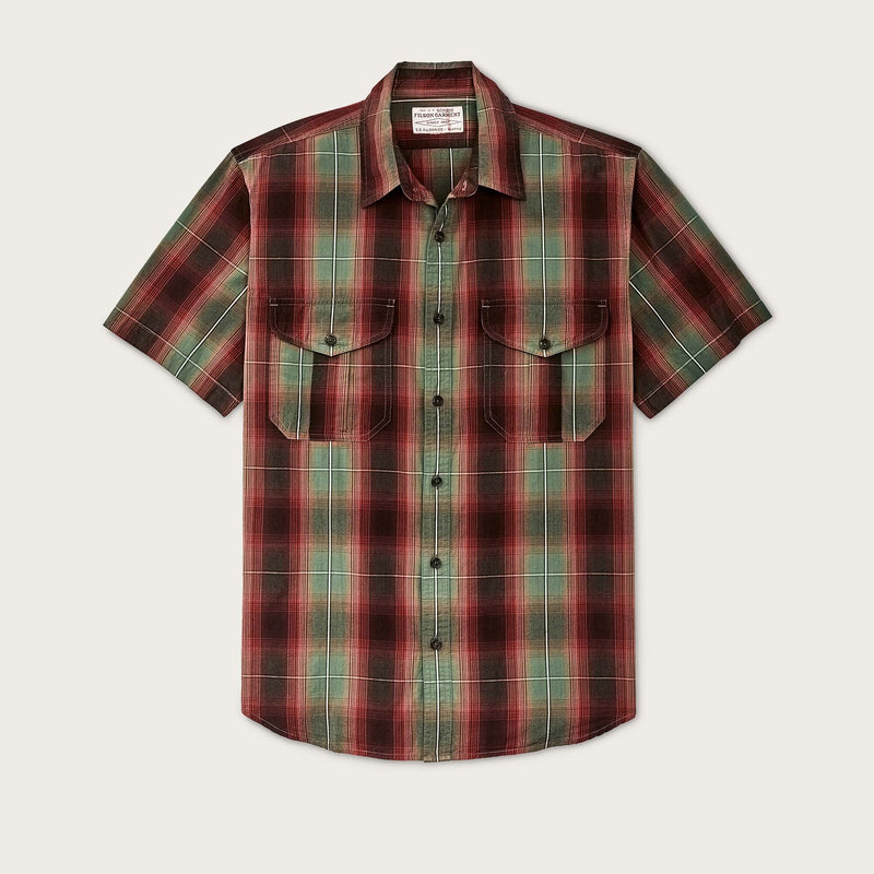 Filson's washed short sleeve feather cloth shirt by Filson | Green / red / black (Multicolor)