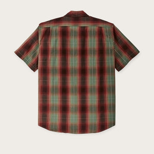 Filson's washed short sleeve feather cloth shirt by Filson | Green / red / black (Multicolor)