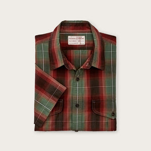 Filson's washed short sleeve feather cloth shirt by Filson | Green / red / black (Multicolor)