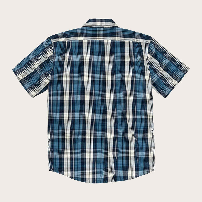 Washed ss feather cloth shirt by Filson | Service blue white plaid (Blue)