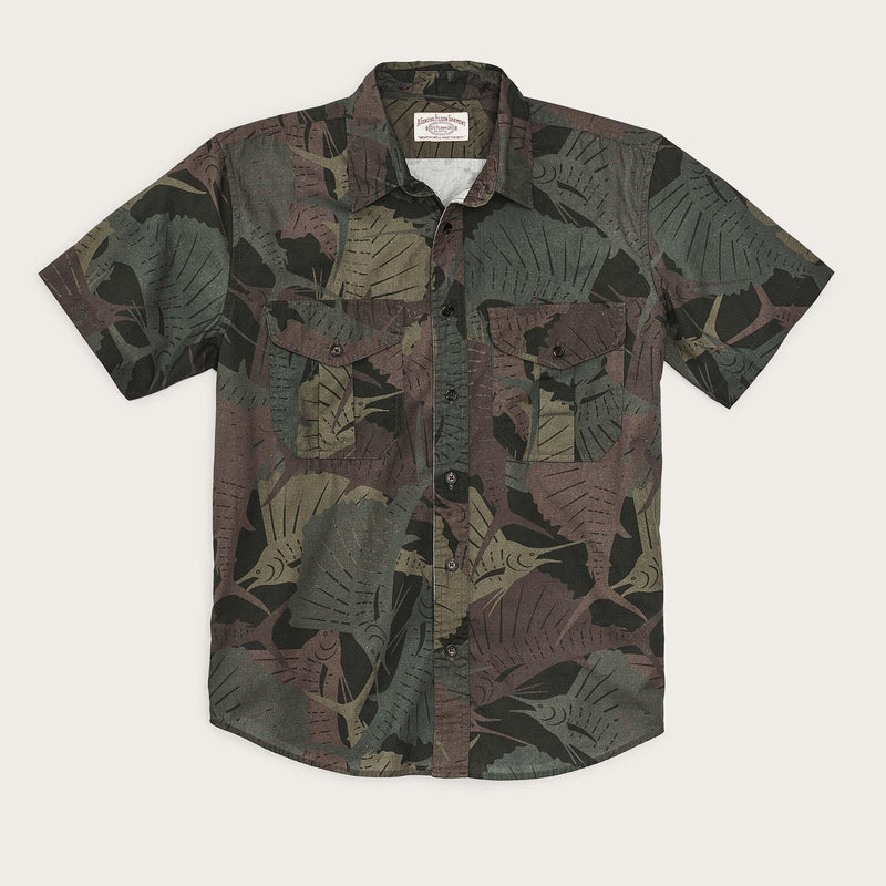 Washed ss feather cloth shirt by Filson | Sailfish / dark oliv (Green)