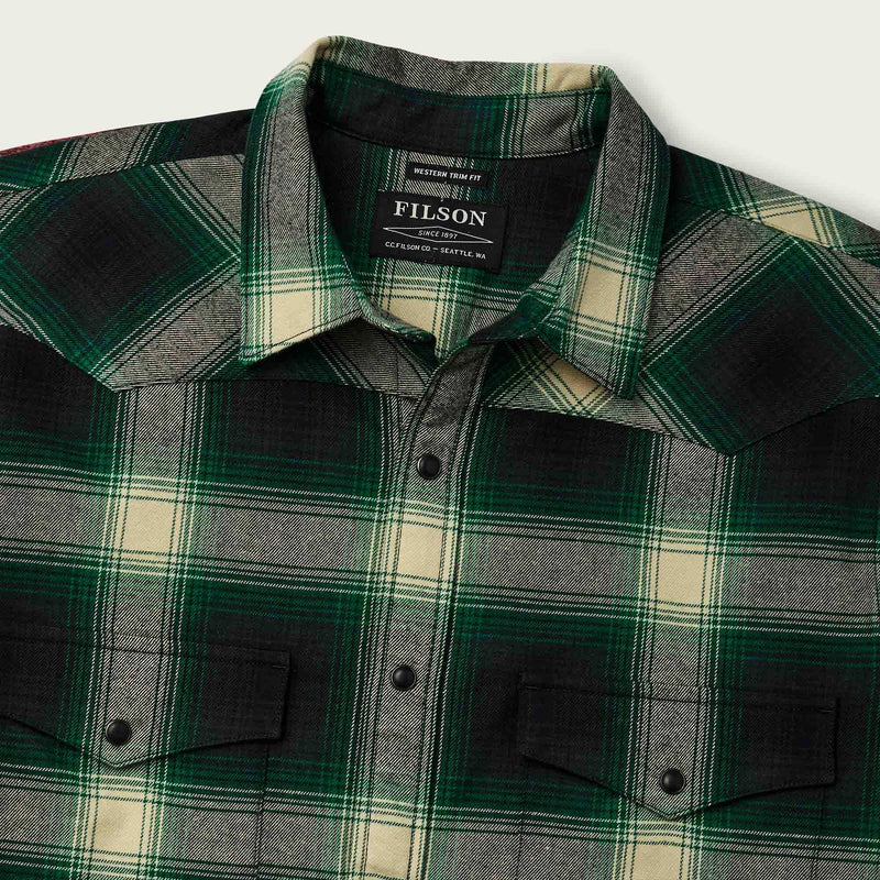 Western flannel shirt by Filson | Bottle green ombre (Green)