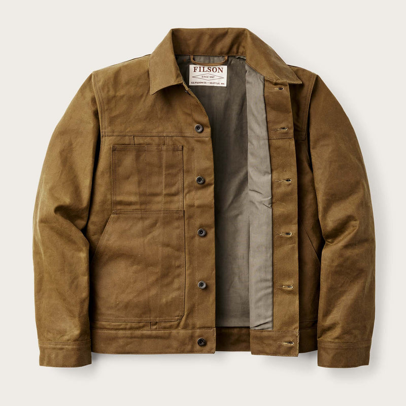 Tin cloth short lined cruiser jacket di Filson | Dark tan (Beige)