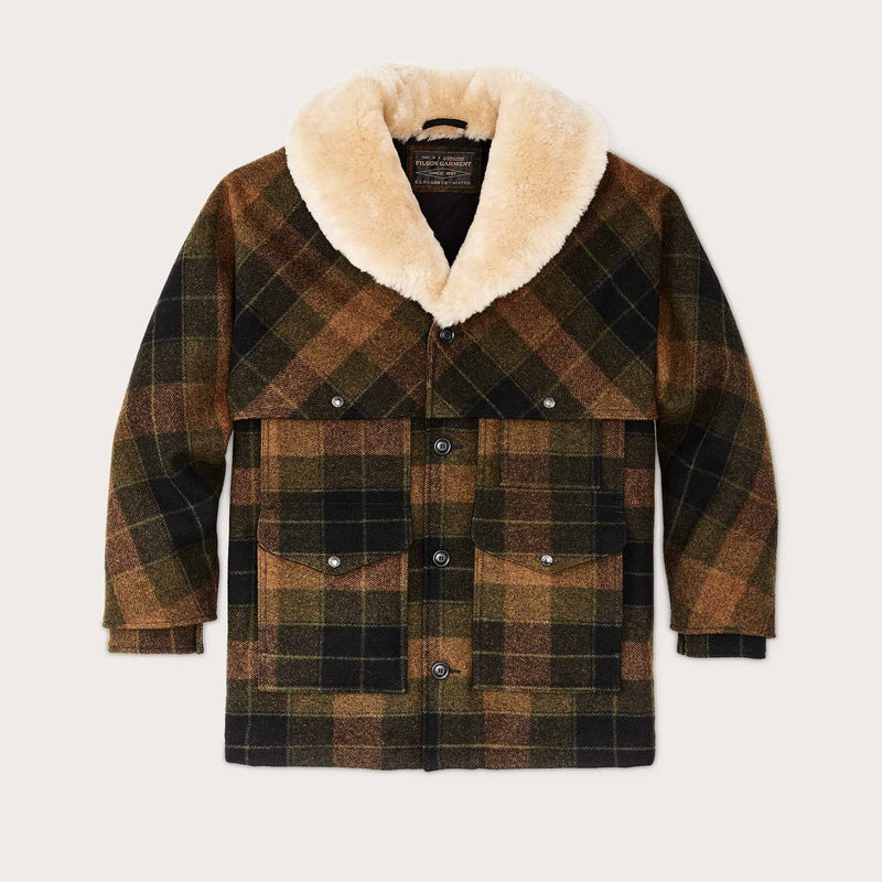 Lined mackinaw wool packer coat by Filson | Loden heather plaid (Brown)