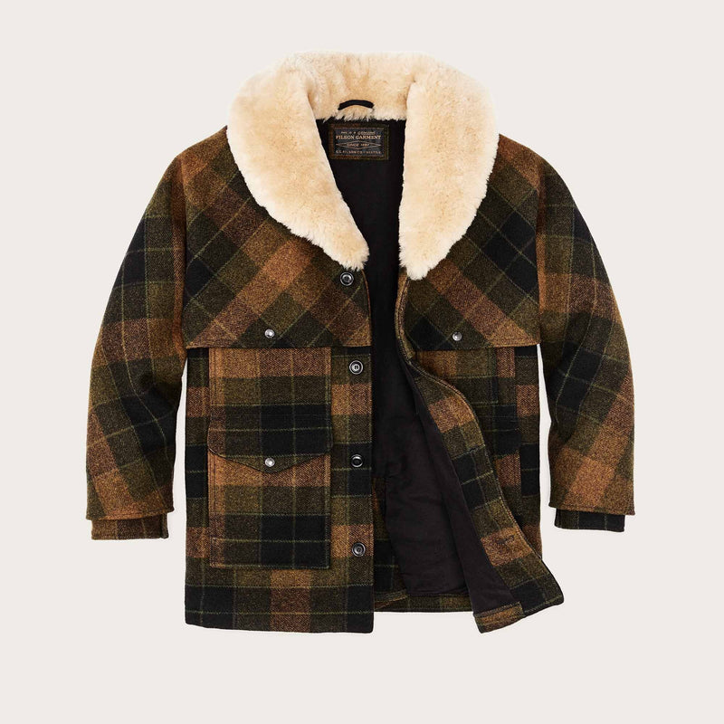 Lined mackinaw wool packer coat by Filson | Loden heather plaid (Brown)