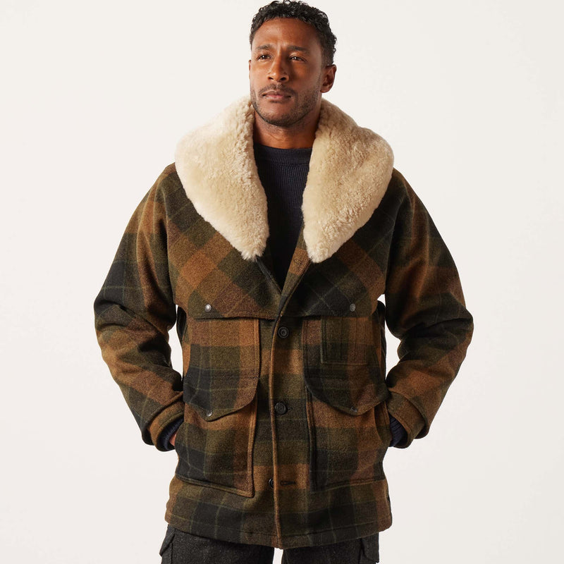 Lined mackinaw wool packer coat by Filson | Loden heather plaid (Brown)