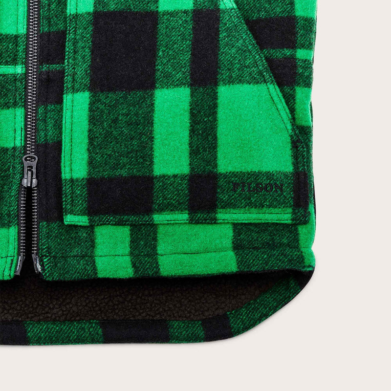 Lined mackinaw wool work vest by Filson | Acid green / black h (Green)