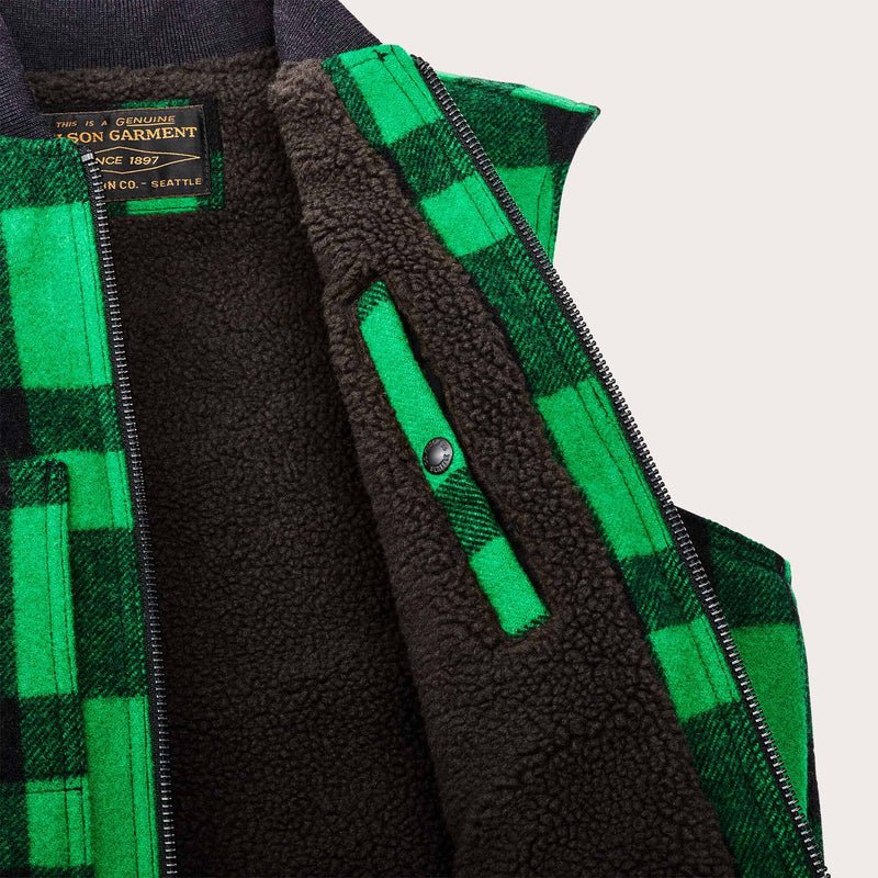 Lined mackinaw wool work vest by Filson | Acid green / black h (Green)