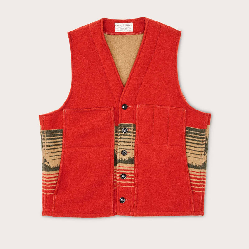 Jacquard wool vest di Filson | Red/khaki/forest multi (Red)