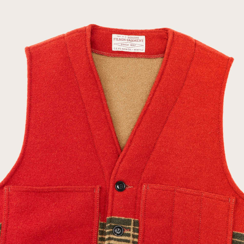 Jacquard wool vest di Filson | Red/khaki/forest multi (Red)